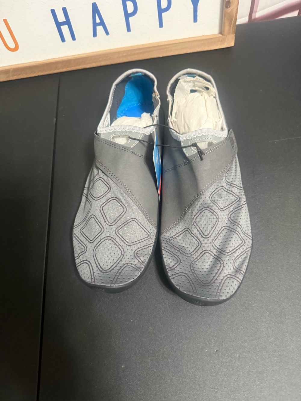 Speedo Grey and Black 
Blue Box with Barcode Label